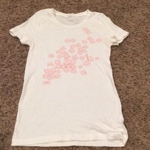 J. Crew white t-shirt with pink flowers